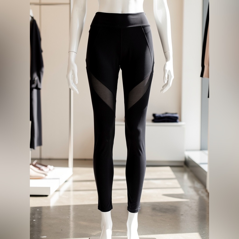Athleta Side Mesh Black High-Waisted Pants